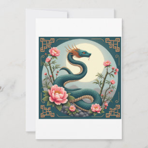 Tarjeta Festiva Flor de loto de la serpiente azul