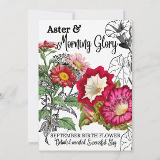Tarjeta Festiva Flor de nacimiento, septiembre, gloria matutina, a