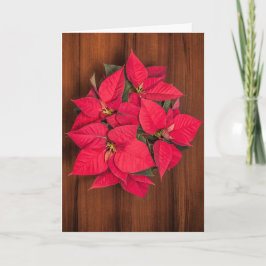 Tarjeta Festiva Flor de Navidades rojos en marrón