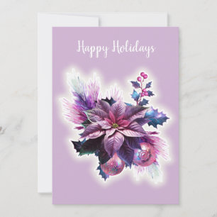 Tarjeta Festiva Flor de Nochebuena Lavanda y Rosa