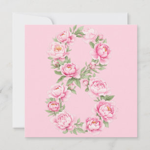 Tarjeta Festiva Flor de Peonía del Día de la Mujer para el 8 de Ma