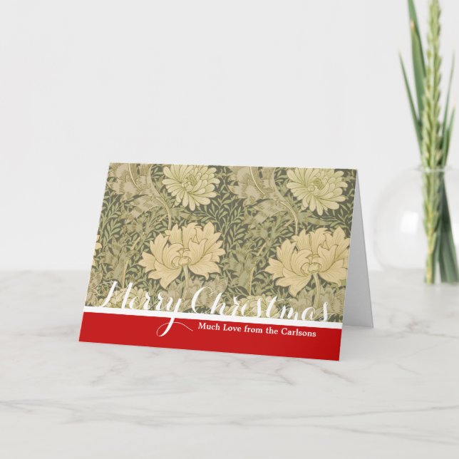 Tarjeta Festiva Flor de Salvia de Crisantemo de William Morris (Anverso)