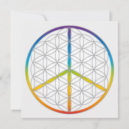 Tarjeta Festiva Flor de vida Diseño Paz + Amor Símbolo Arcoiris