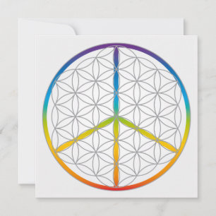 Tarjeta Festiva Flor de vida Diseño Paz + Amor Símbolo Arcoiris