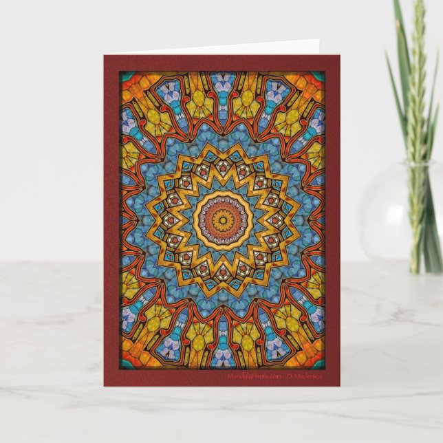 Tarjeta Festiva Flor del desierto Mandala (Anverso)