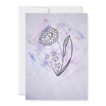Flor delicada dibujada a mano con corazones 