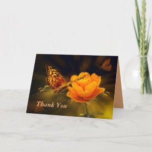 Tarjeta Festiva Flor naranja con mariposas