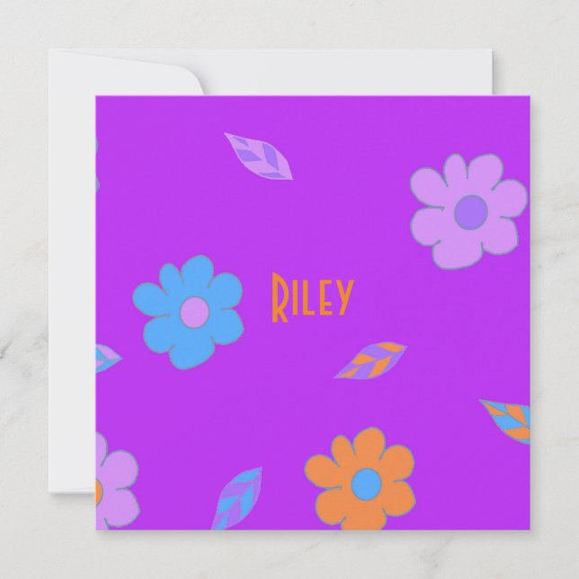 Tarjeta Festiva Flor retro de Chicas pequeños (Anverso)