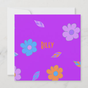 Tarjeta Festiva Flor retro de Chicas pequeños