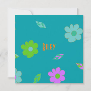 Tarjeta Festiva Flor retro de Chicas pequeños