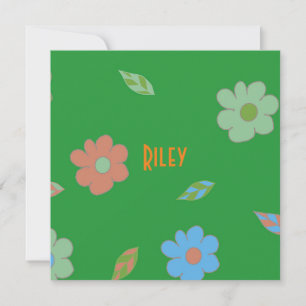 Tarjeta Festiva Flor retro de Chicas pequeños