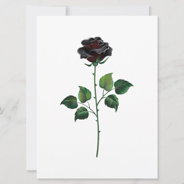 Tarjeta Festiva Flor rosa negra (Anverso)