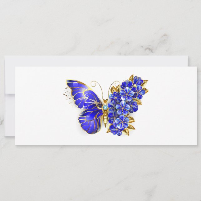 Tarjeta Festiva Flor Sapphire Mariposa (Anverso)