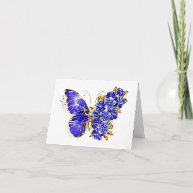 Tarjeta Festiva Flor Sapphire Mariposa (Anverso)