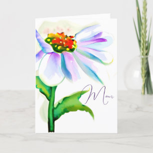 Tarjeta Festiva Flor silvestre acuarela morada personalizada día d