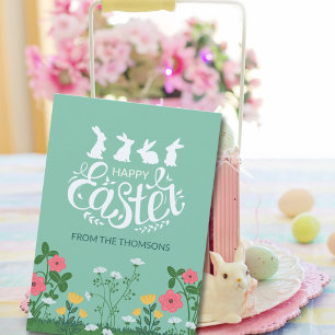 Tarjeta Festiva Flor silvestre moderna de primavera verde blanca f