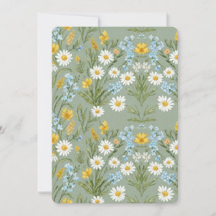 Tarjeta Festiva Flor Silvestre Verde Salvia