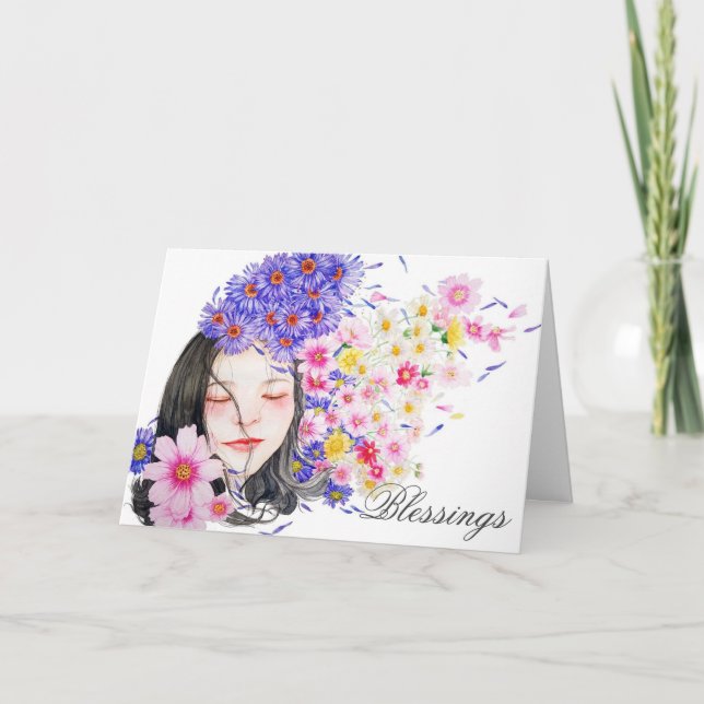 Tarjeta Festiva Flora feliz flores paganas Ostara Beltane (Anverso)
