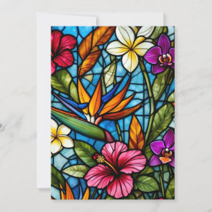 Tarjeta Festiva Floración Tropical en Vidrio Pintado Floral Vibran