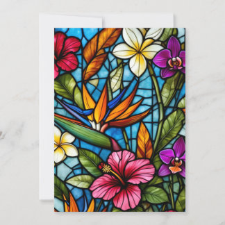 Tarjeta Festiva Floración Tropical en Vidrio Pintado Floral Vibran