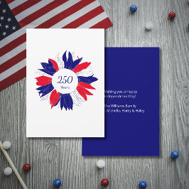 Tarjeta Festiva Floral 4th of July Patriotic USA 250 Anniversary