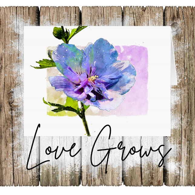Tarjeta Festiva Floral acuarela azul Chiffon Rosa San Valentín (Subido por el creador)