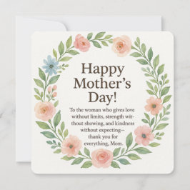 Tarjeta Festiva Floral acuarela regalo del Día de la Madre
