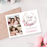 Tarjeta Festiva Floral acuática foto personalizada Pascua rosa<br><div class="desc">Crea tus propias tarjetas de felicitación personalizadas de Pascua con tu foto,  mensaje y nombre personalizado. El bonito ramo floral de acuarela pintado a mano aporta un toque de color primavera a esta carta de diseño y única.</div>