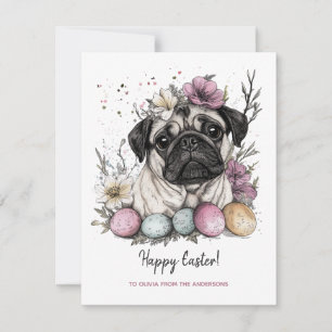 Tarjeta Festiva Floral botánica rústica de hojalata de Pascua