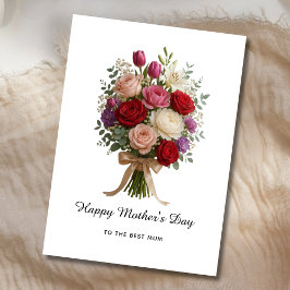 Tarjeta Festiva Floral Bouquet Mother’s Day Card for Best Mum