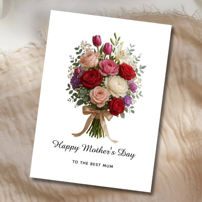 Tarjeta Festiva Floral Bouquet Mother’s Day Card for Best Mum (Subido por el creador)