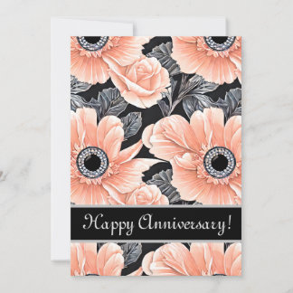 Tarjeta Festiva Floral de durazno con luz botánica