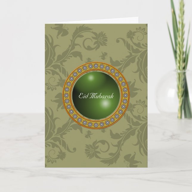 Tarjeta Festiva Floral de Eid Mubarak (Anverso)