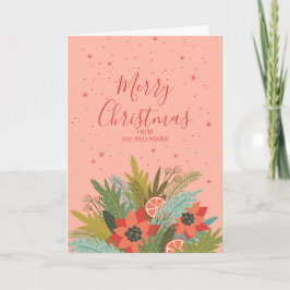Tarjeta Festiva Floral de Navidades retro coloridos