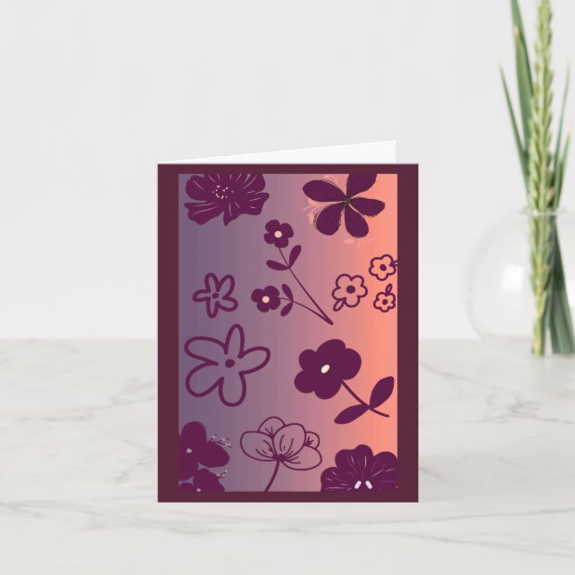 Tarjeta Festiva Floral Design print with a touch of pink (Anverso)