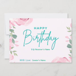 Tarjeta Festiva Floral digital Personalizado de cumpleaños