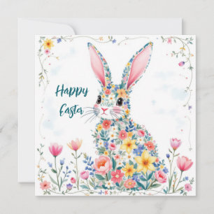 Tarjeta Festiva Floral Easter Bunny Holiday Card