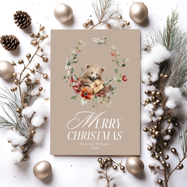 Tarjeta Festiva Floral Elegante acuarela Feliz Deseos navideños (Subido por el creador)