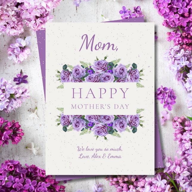 Tarjeta Festiva Floral elegante caligrafía Día de la Madre (Subido por el creador)