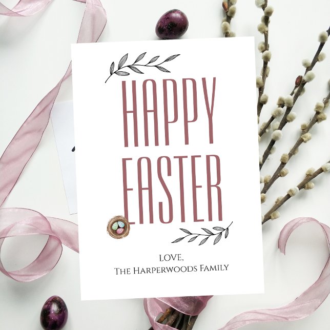 Tarjeta Festiva Floral Elegante Script Familia Pascua Huevo de Pas (Subido por el creador)