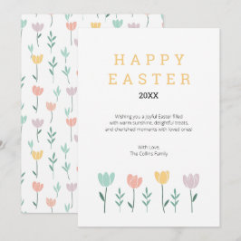 Tarjeta Festiva Floral Feliz Pascua Cute Moderno Pastel Flores