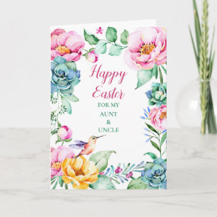 Tarjeta Festiva Floral feliz tía de Pascua y tío