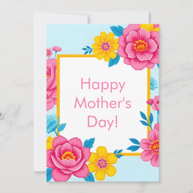 Tarjeta Festiva Floral Frame with Vibrant Flowers (Anverso)