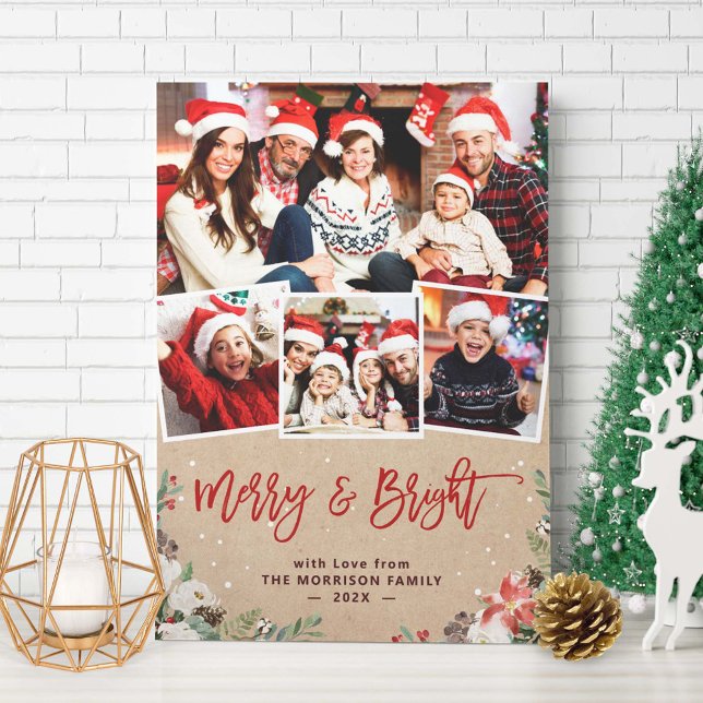 Tarjeta Festiva Floral fresca y brillante 4 Navidades fotográficos (Subido por el creador)