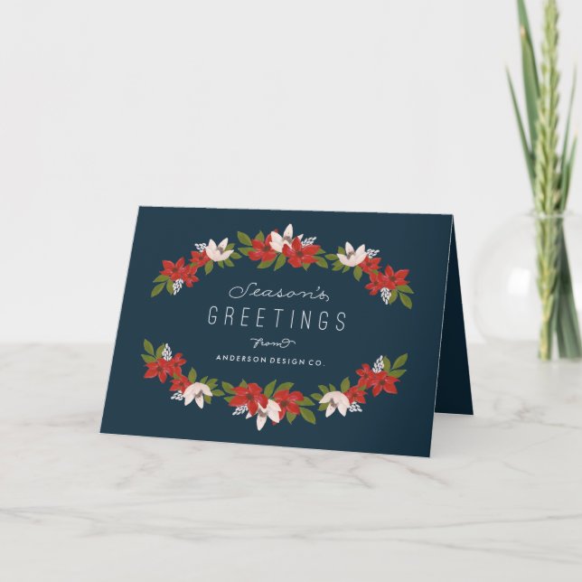 Tarjeta Festiva Floral Garland Corporate Holiday (Anverso)