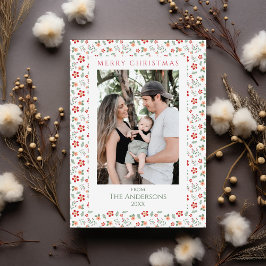 Tarjeta Festiva Floral Greenery Elegant Dos Navidades De Fotografí