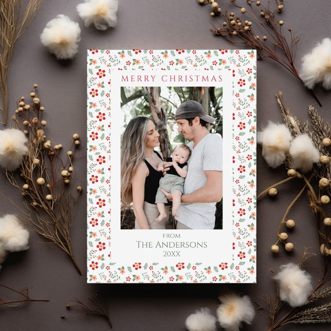 Tarjeta Festiva Floral Greenery Elegant Dos Navidades De Fotografí (Subido por el creador)