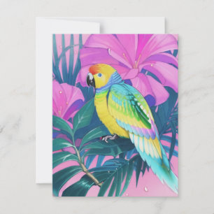 Tarjeta Festiva Floral/Hawaiano/Tropical/loro 