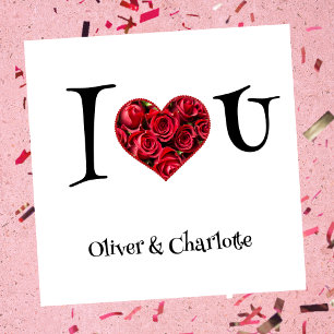 Tarjeta Festiva Floral Heart I Love You Red Heart Día de San Valen