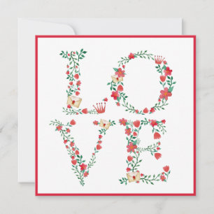 Tarjeta Festiva Floral LOVE Letters Valentine